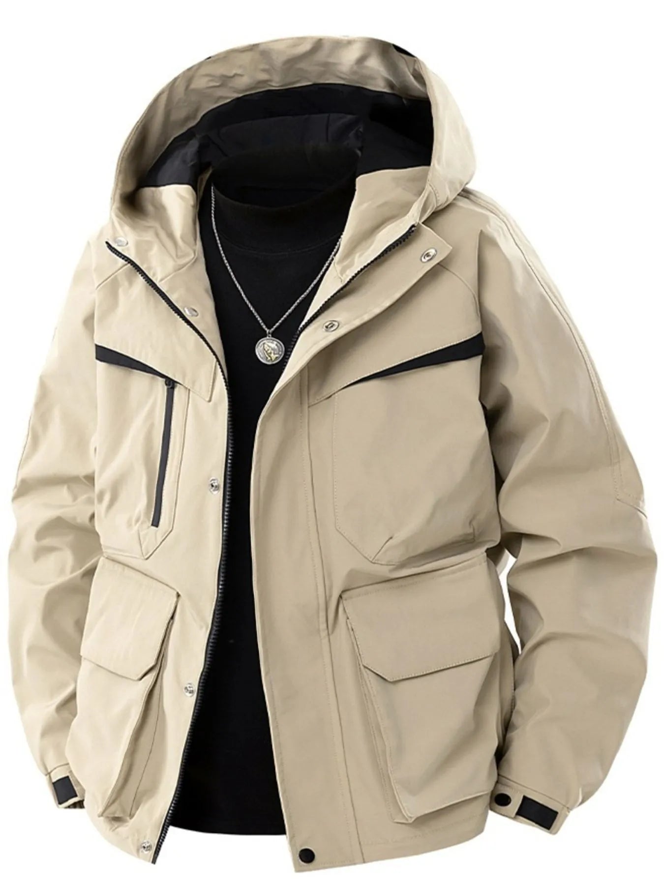 Men's Full Size Zip Up Long Sleeve Hooded Jacket Plus Size - Farnelli