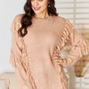 And The Why Tassel Detail Long Sleeve Sweater - DUSTY PINK