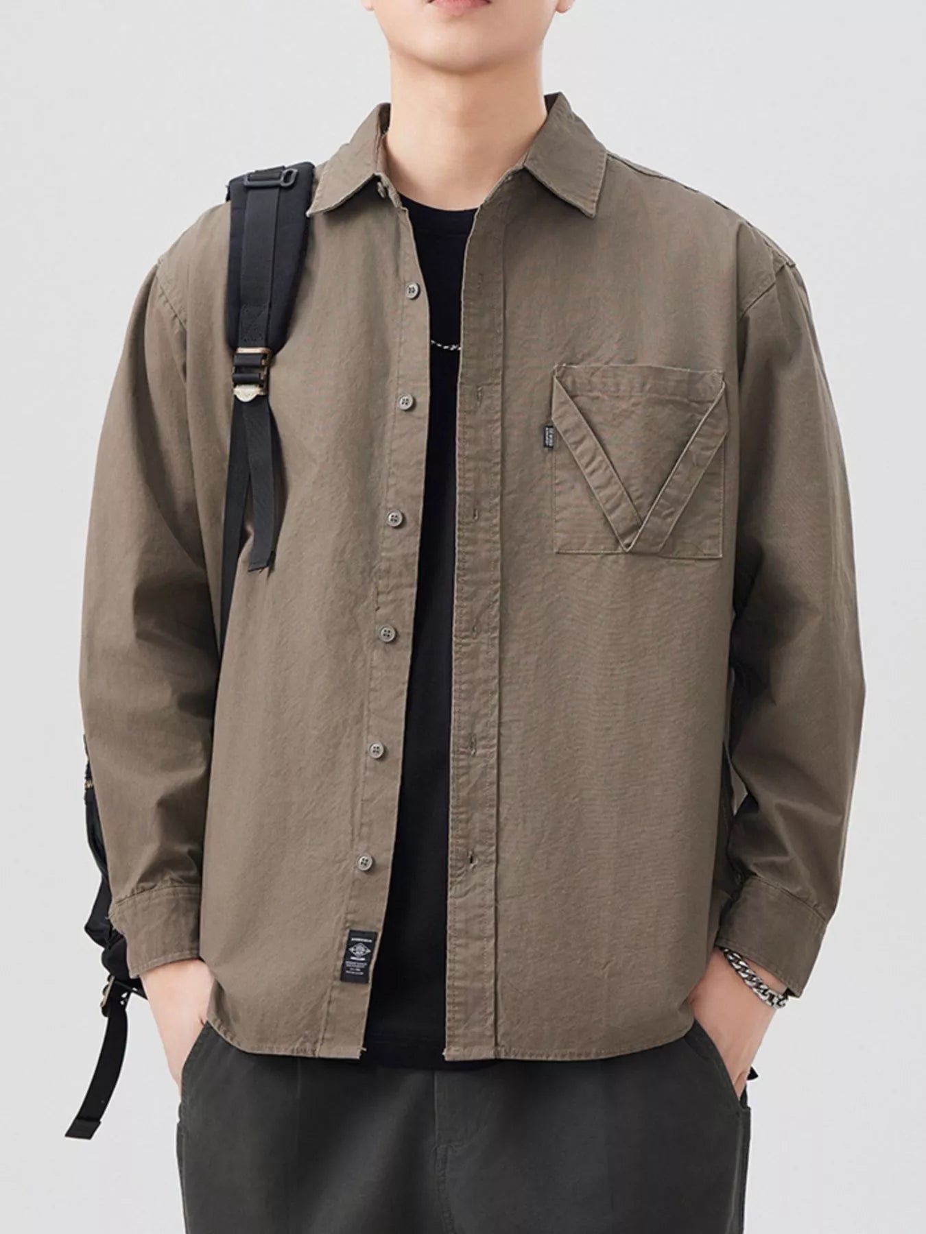 Men's Plus Size Button Up Long Sleeve Shirt - Farnelli