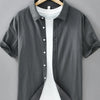 Men's Plus Size Button Up Short Sleeve Shirt - Dark Gray
