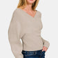 Zenana Cross Wrap Rib Long Sleeve Sweater - Farnelli