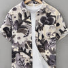Men's Plus Size Printed Button Up Short Sleeve Shirt - Apricot
