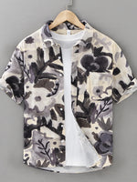 Men's Plus Size Printed Button Up Short Sleeve Shirt - Farnelli