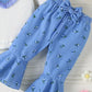 Children's Ruffled Bodysuit and Floral Pants Outfit Set with Headband - Farnelli
