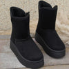 Round Toe Platform Boots - Black
