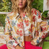POL Floral Print Button Down Long Sleeve Shirt - NATURAL MULTI