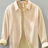 Men's Plus Size Striped Button Up Long Sleeve Shirt - Yellow
