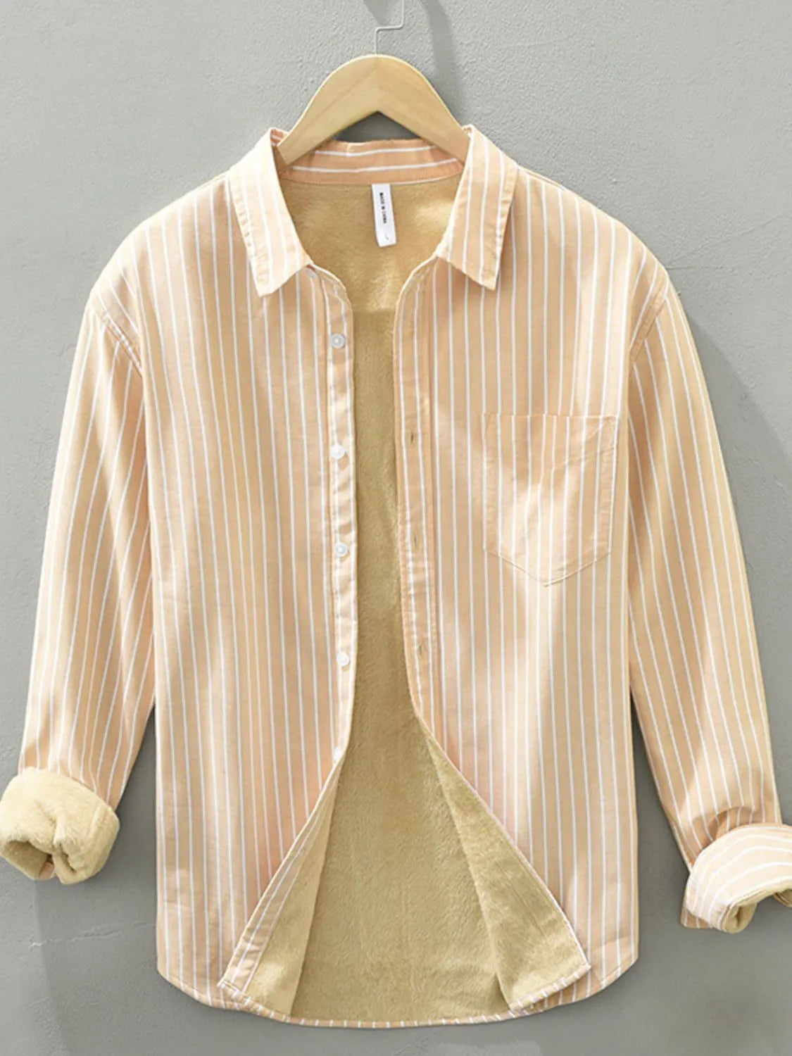 Men's Plus Size Striped Button Up Long Sleeve Shirt - Farnelli