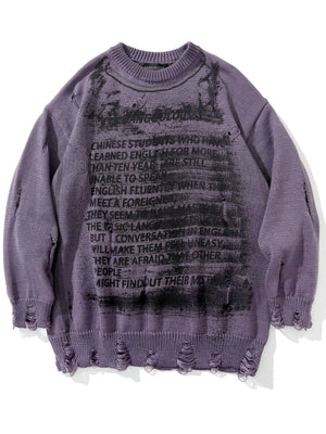 Men's Distressed Round Neck Sweater - Farnelli