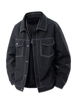 Men's Plus Size Snap Down Casual Denim Jacket - Farnelli