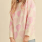 Heart Ribbed Hem Long Sleeve Sweater - Farnelli