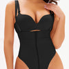 Full Size Adjustable Strap Zip-Up Shaping Bodysuit - Black