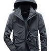 Men's Plus Size Hooded Windproof Outdoor Jacket - Gray