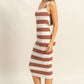 HYFVE Striped Scoop Neck Wide Strap Knit Dress - Farnelli
