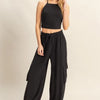 HYFVE Crop Top and Cargo Pants Set - BLACK