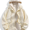Men's Plus Size Casual Corduroy Hooded Jacket - Creamy-white