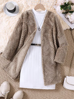 Children's Textured Sweater Dress and Open Front Cardigan Set - Farnelli