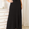 Double Take Full Size Soft Rayon Drawstring Waist Maxi Skirt - Black