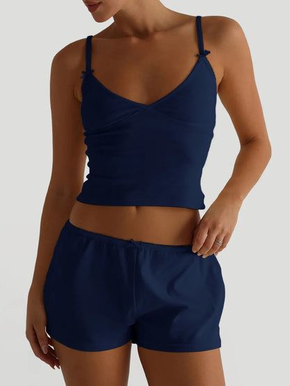 V-Neck Cami and Shorts Set - Farnelli