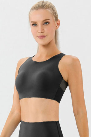 Round Neck Wide Strap Active Bra - Farnelli