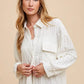 Annie Wear Openwork Button Down Drop Shoulder Shirt - Farnelli