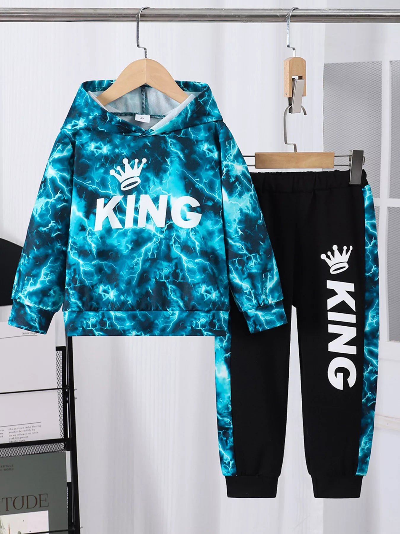 Children's King Letter Lightning Hoodie & Pants Set - Farnelli