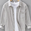 Men's Plus Size Plaid Button Up Long Sleeve Shirt - Gray Grid