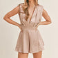 MABLE Draped Romper with Pleated Shoulder Pad Detail - Farnelli