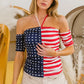BiBi American Flag Off Shoulder With Front Ruched Top - Farnelli