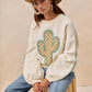 BiBi Cactus Embroidered Fleece Sweatshirt - Farnelli