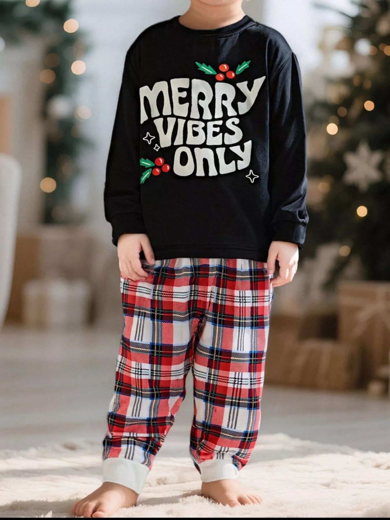 Children's Merry Vibes Only Christmas Pajama Set - Farnelli
