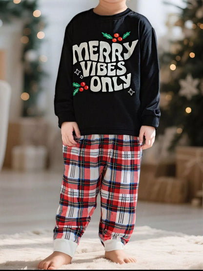 Children's Merry Vibes Only Christmas Pajama Set - Farnelli