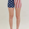 Judy Blue Full Size High Waist Americana Flag Fray Hem Shorts Plus Size - PRINT