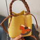 Braided Top Handle Bucket Crossbody Bag - Farnelli