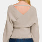 Zenana Cross Wrap Rib Long Sleeve Sweater - Farnelli