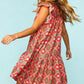 Haptics Full Size Ruffled Printed Dress with Side Pockets - Farnelli