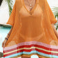 Slit Openwork V-Neck Half Sleeve Cover-Up - Farnelli