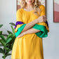 Heimish Full Size Round Neck Color Block Ruffled Half Sleeve Top Plus Size - Farnelli