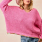 BiBi V-Neck Sweater with Colorful Trim - Farnelli