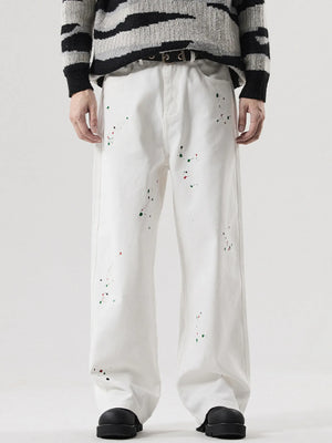 Men's Splatter-Paint Wide-Leg Jeans - Farnelli