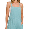 Zenana Washed Double Gauze Tie Back Rompers - DUSTY TEAL