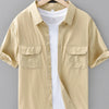 Men's Plus Size Button Up Short Sleeve Shirt - Khaki