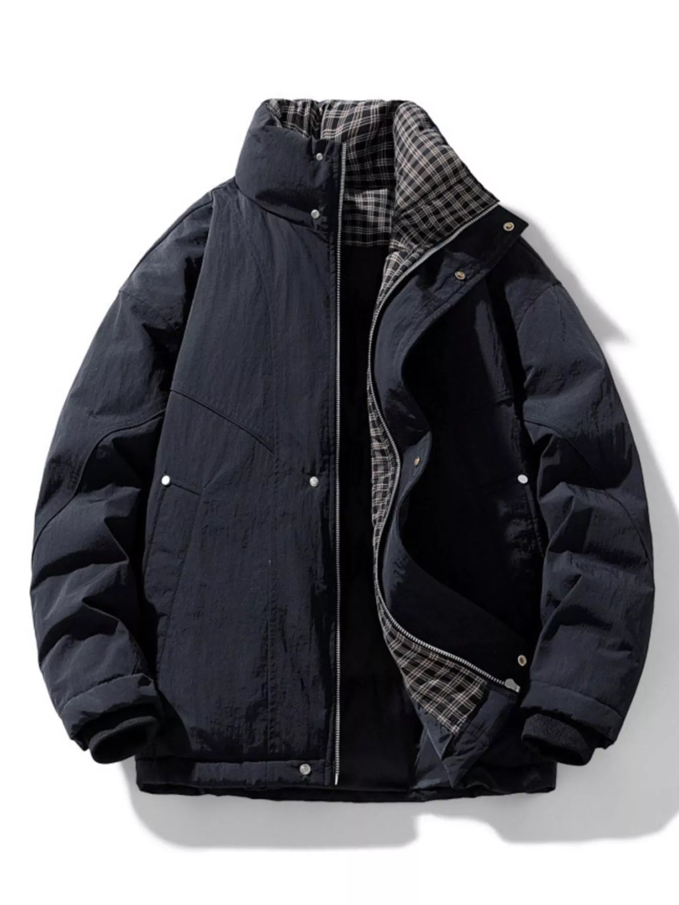 Men's Plus Size Plaid Lined Zip Up Jacket - Farnelli