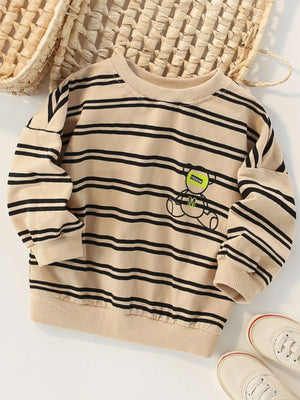 Children's Striped Bear Crew Neck Sweatshirt - Farnelli