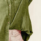 BiBi Raw Edge Detailed Mineral Washed Loose Fit Shirt - Farnelli