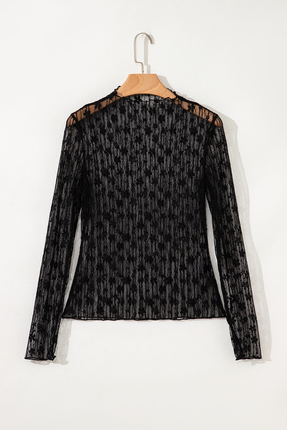 Adalynn Sheer Floral Lace Long Sleeve Top - Farnelli