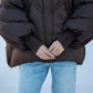 Chantal Genuine Fur Trim Down Fill Coat in Chocolate