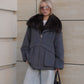 Rimini Genuine Fur Trim Wool Blend Parka in Graphite