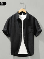 Men's Plus Size Textured Short Sleeve Casual Shirt - Farnelli