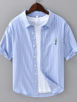 Men's Plus Size Striped Button Up Long Sleeve Shirt - Farnelli